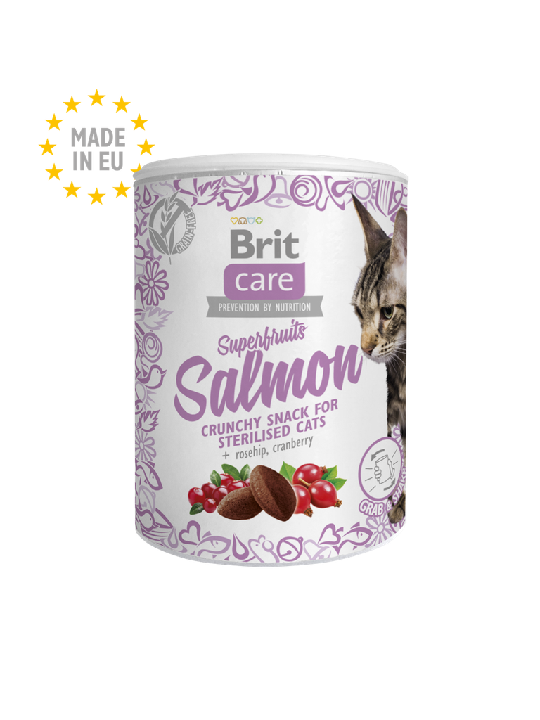 Brit Care Cat Snack Superfruits For Adult Salmon +  Rosehip & Cranberry 100g 