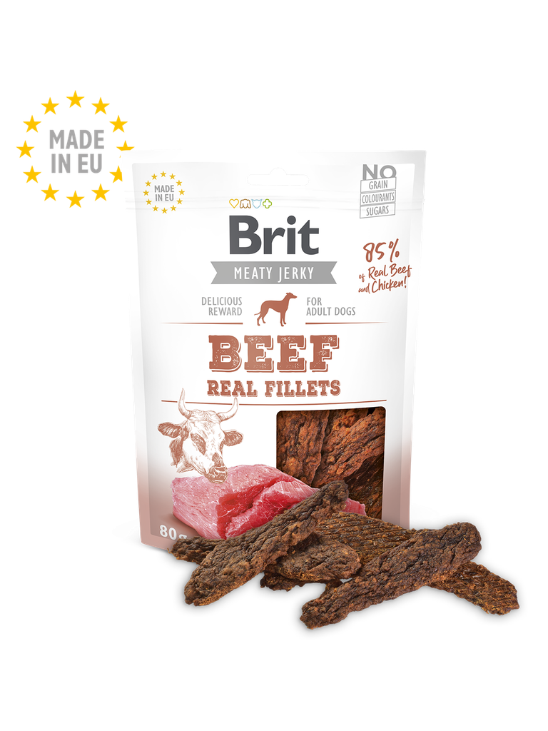 Brit Meaty Jerky - Beef & Chicken Fillets – 80g 