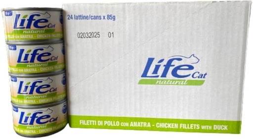 Life Cat Can Chicken Fillets with Duck - 85g (24 Can)