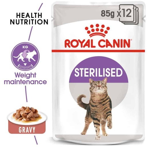 [9003579311301] Royal Canin Feline Pouch Sterilized Gravy Formula For Adult Cat – 85g (1 Pouch)