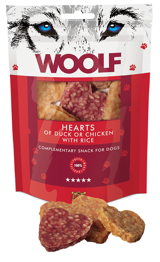Woolf Hearts Of Duck Or Chicken With Rice – 100g 