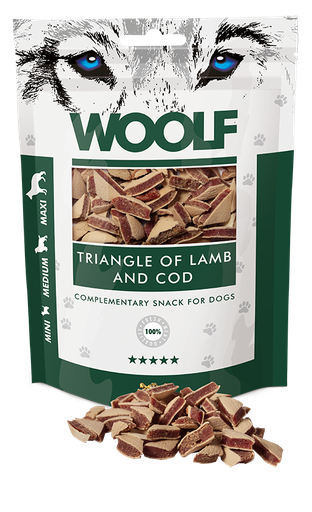 [8594178550617] Woolf Lamb And Cod Triangle – 100g 