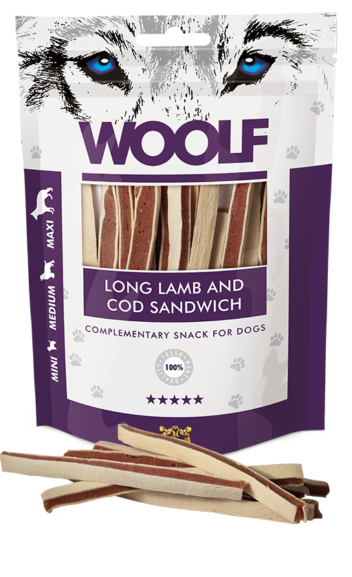 ووولف ساندويتش لحم ضأن وسمك القد طويل – 100 جرام