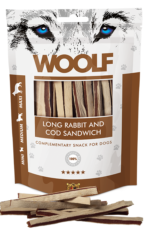 Woolf Long Rabbit And Cod Sandwich – 100g 