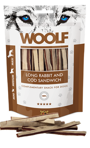 [8594178550679] Woolf Long Rabbit And Cod Sandwich – 100g 