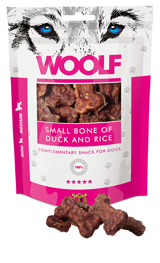 Woolf Small Bone Of Duck and Rice – 100g 