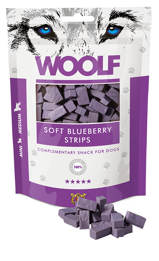 Woolf Soft Blueberry Strips – 100g 