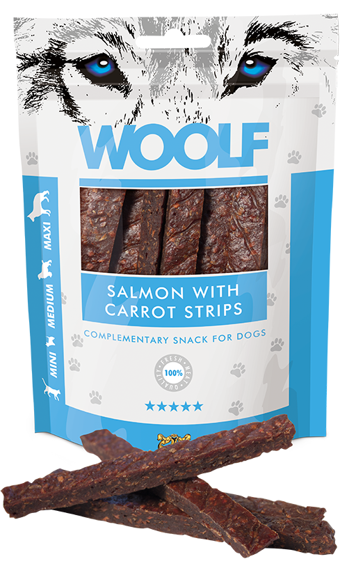 Woolf Salmon With Carrot Strips – 100g 