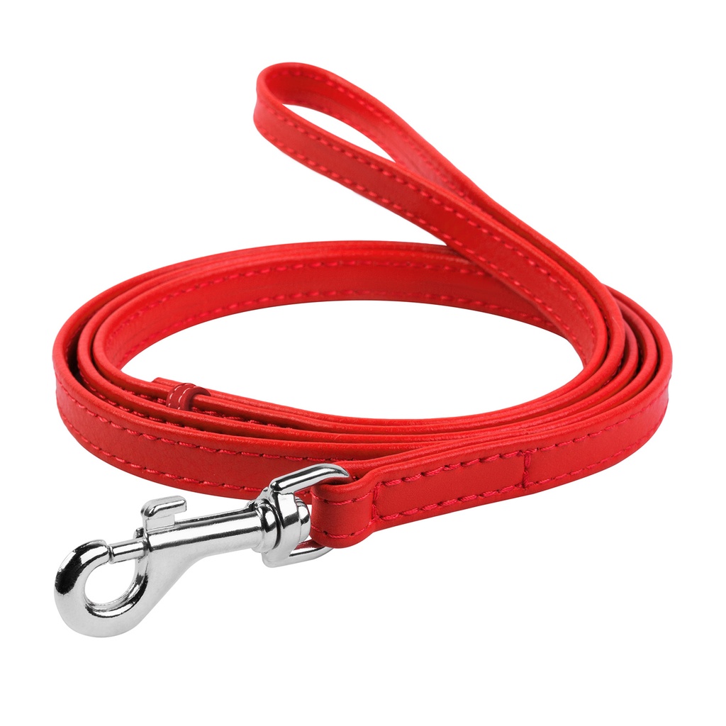 Wau Dog Glamour genuine leather dog leash, W 12 mm, L 122 cm Red / Small 