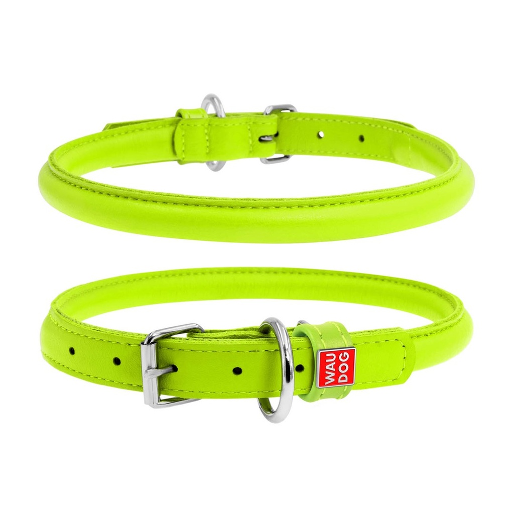 Wau Dog Rolled Leather Dog Collar - Light Green / Small 