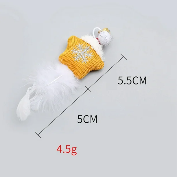 Pets.Love.Earth Christmas Cat Toy Gold Star With Santa Hat + Bell 