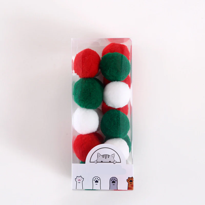 Pets.Love.Earth Holiday Cat Pom Pom Balls (20 Ball Pet Set) 