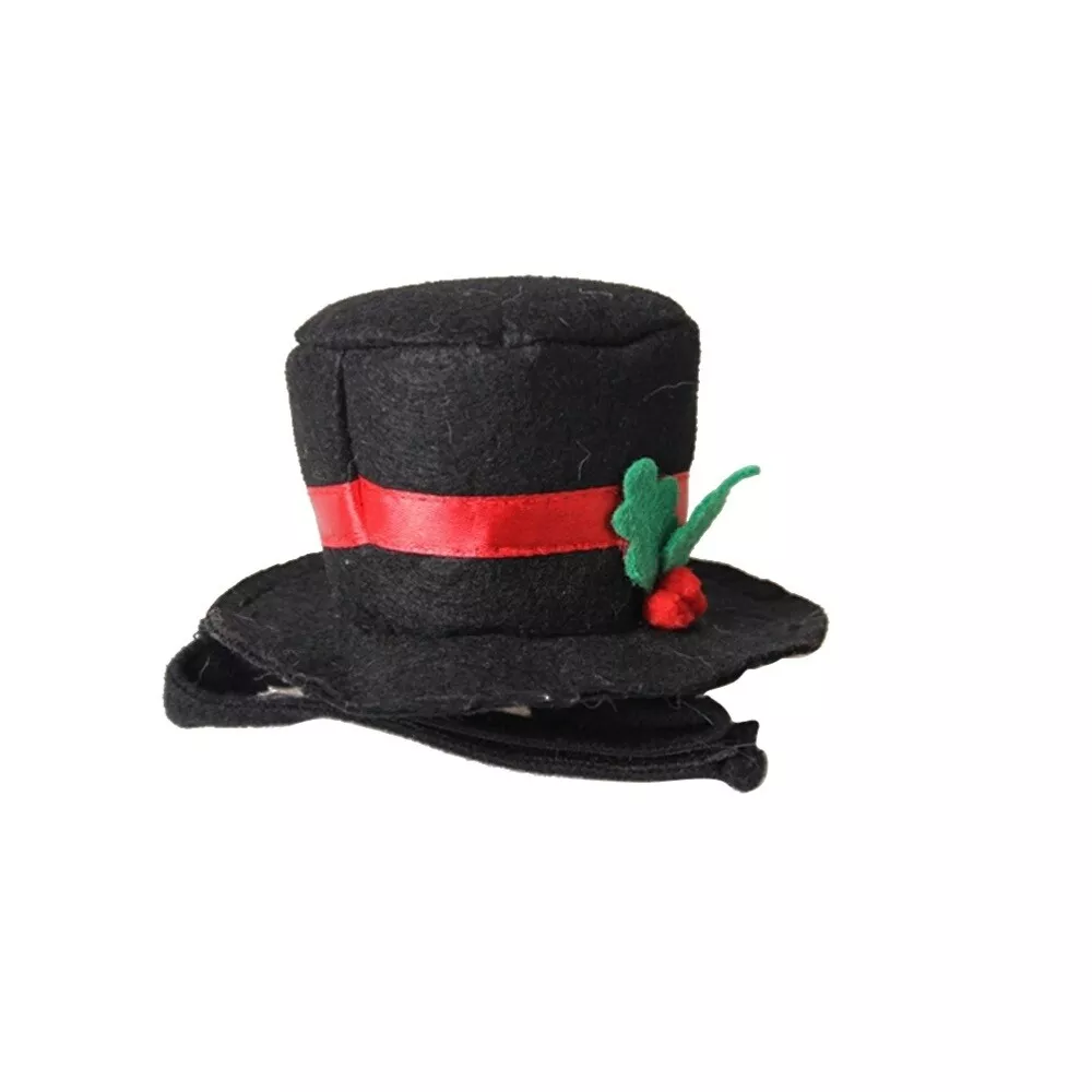 Pets.Love.Earth Black Top Hat With Christmas Holly - Adjustable 26-30cm 