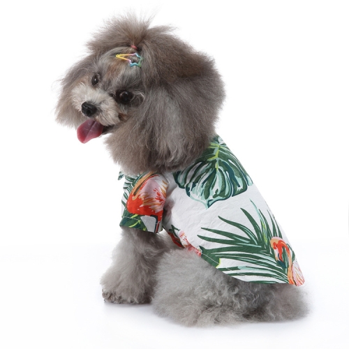 [6083174368217] Pets.Love.Earth Hawaiian Summer Shirt - Palm White & Green  (Small)