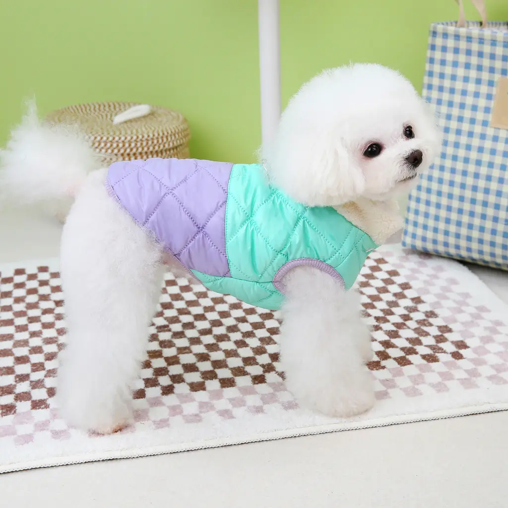 Pets.Love.Earth Cozy Quilted Jacket -  Green & Purple 