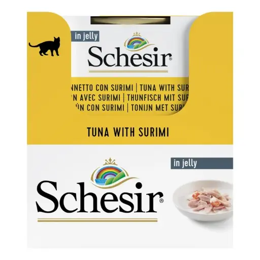 [8005852759139] Schesir Can for Cat Chicken Fillets with Surimi In Jelly 85g (14 Can)