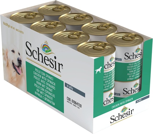 [8005852280497] Schesir Can for Dog Chicken With Spinach In Jelly 285g (16 can)