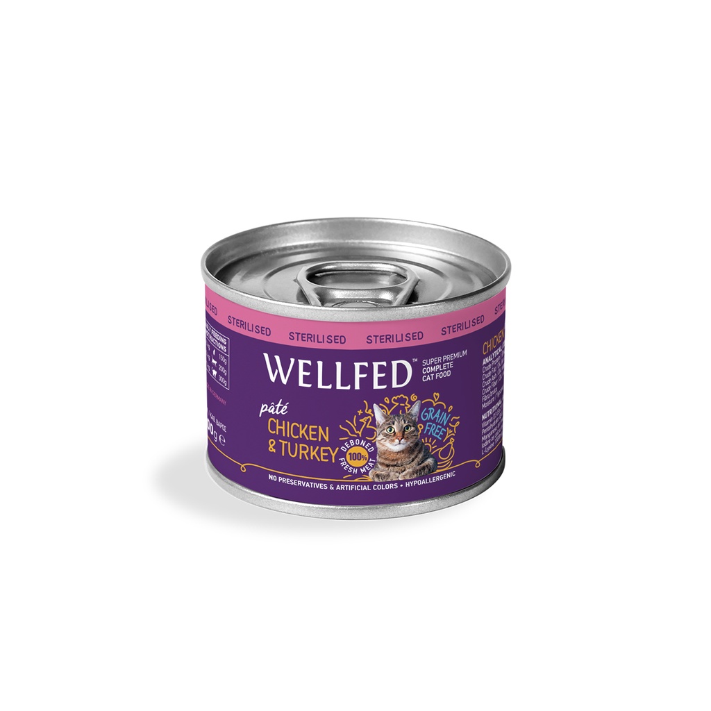 Pet Interest Wellfed Adult Sterilized Chicken and Turkey Canned Paté