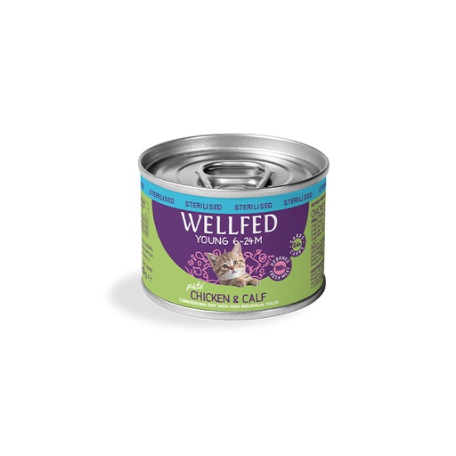 [5206819147225] Pet Interest Wellfed Young Sterilized (6 - 24 months) Chicken and Calf Canned Paté (200 gm)