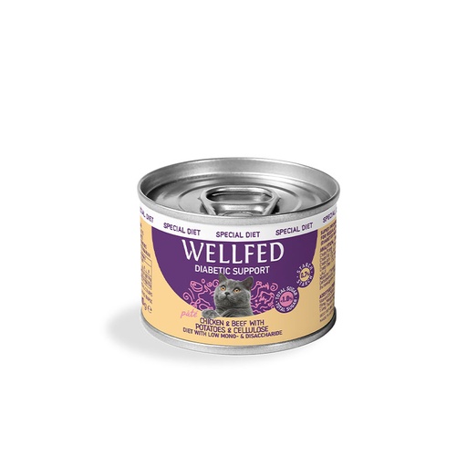 [5206819147621] Pet Interest Wellfed Diabetic Support Chicken and Beef with Potatoes and Cellulose Canned Paté (200 gm)