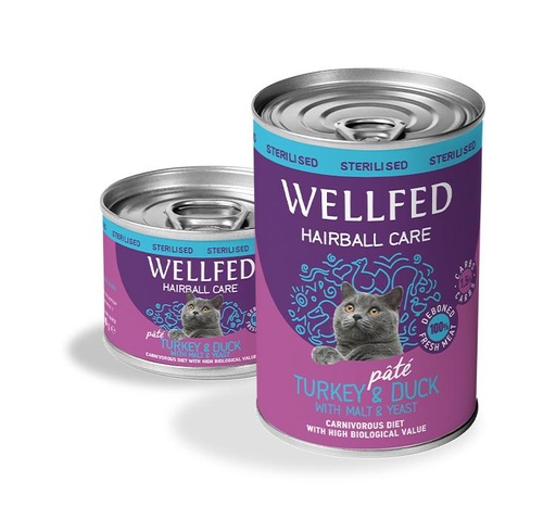 [5206819014404] Pet Interest Wellfed Sterilized Turkey and Duck Hairball Care Canned Paté (400 gm)
