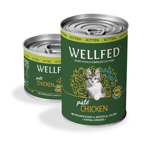 [5206819014343] Pet Interest Wellfed Kitten Chicken and Salmon With Salmon Oil Canned Paté (200 gm)