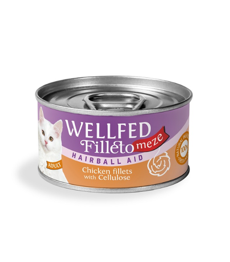 Pet Interest Wellfed Filleto Meze Hairball Aid Chicken Fillet with Cellulose Can 70g  (12  علبة)