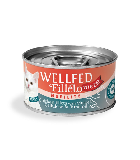 Pet Interest Wellfed Filleto Meze Mobility Chicken Fillet with Mussels Can 70g  (12  علبة)
