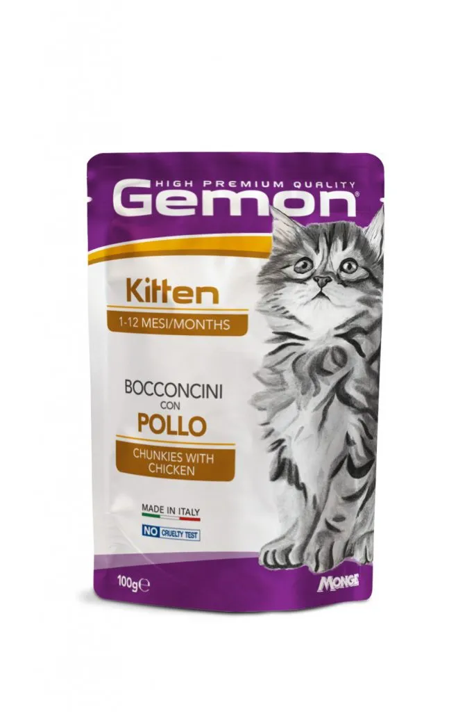 [8009470300636] Gemon Kitten Cat Chunkies with Chicken – 100 g × 24 pcs 