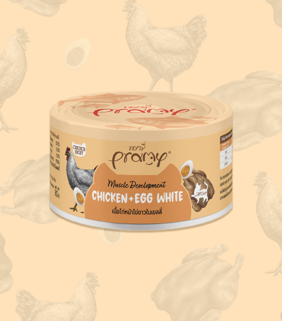 [8859601044683] Pramy Chicken Topping Chicken and Egg white for Muscles Cat Can 80g (1 Can)
