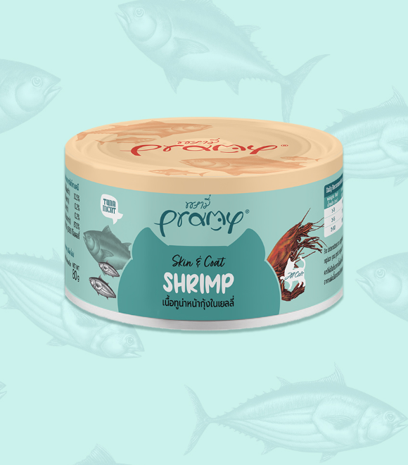 [8859601044652] Pramy Tuna Topping Shrimp for Skin & Coat Cat Can 80g (1  علبة)