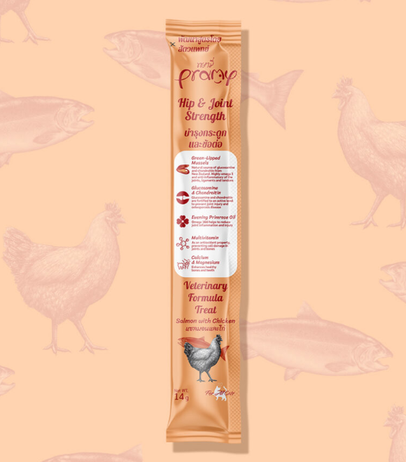 [8859601044614] Pramy Veterinary Formula Treat Salmon with Chicken For Hip and Joint Cat 14g (1 Pouch)