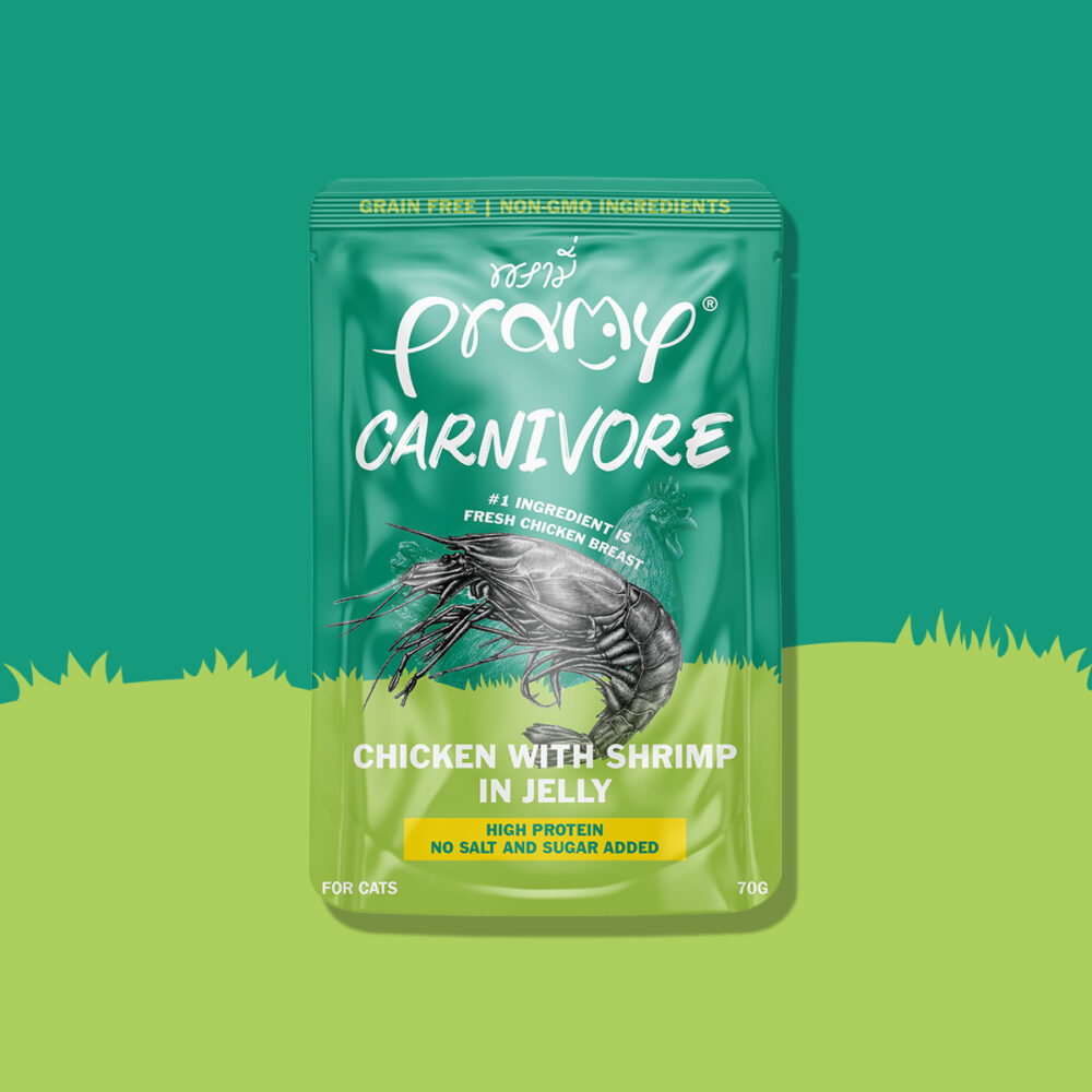 Pramy Carnivore Chicken with Shrimp In Jelly Pouch 70g