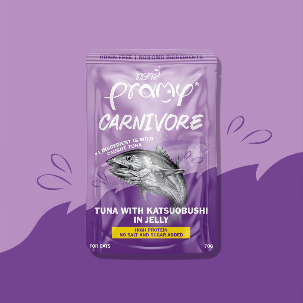 [8859601044942] Pramy Carnivore Tuna with Katsuobushi In Jelly Pouch 70g (1  عبوة)