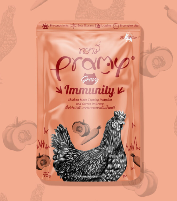 [8859601044447] Pramy Chicken Topping Pumpkin and Carrot in Gravy Pouch 70g (1 Pouch)
