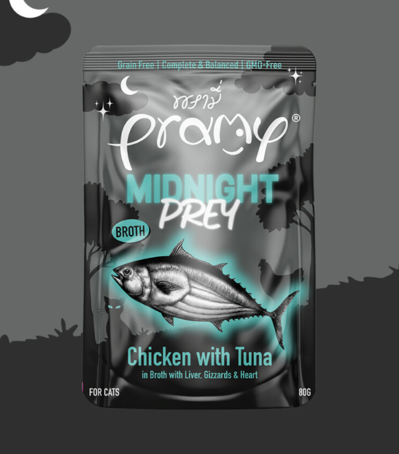 [8859601044805] Pramy Chicken with Tuna Broth Midnight Prey Pouch 80g (1 Pouch)