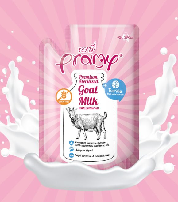[8859601044706] Pramy Premium Sterilized Goat Milk with Colostrum for cats Pouch 60g (1 Pouch)