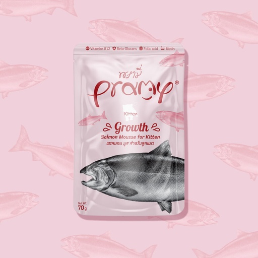 [8859601044256] Pramy Salmon Mousse For Kitten Pouch 70g (1  عبوة)