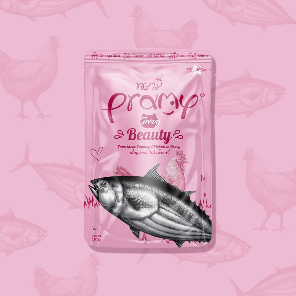 Pramy Tuna Meat Topping Chicken in Gravy Pouch 70g