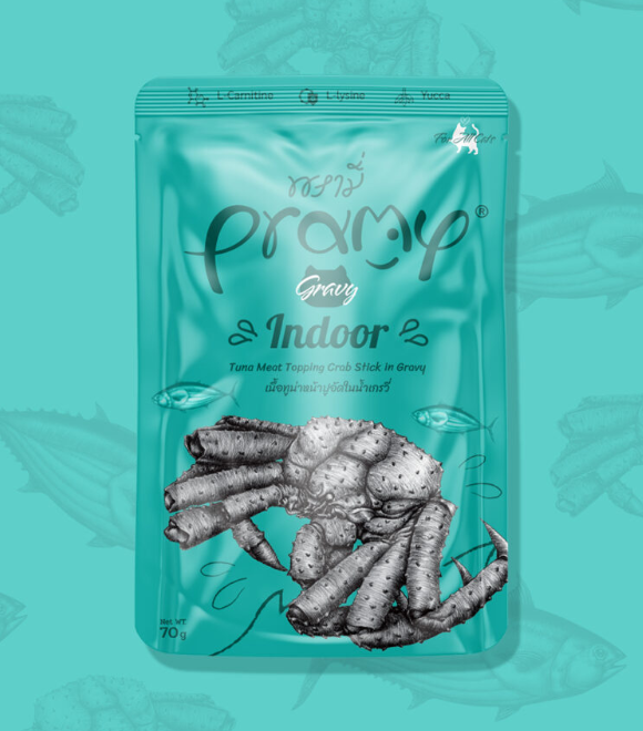 Pramy Tuna Meat Topping Crab Stick in Gravy Pouch 70g