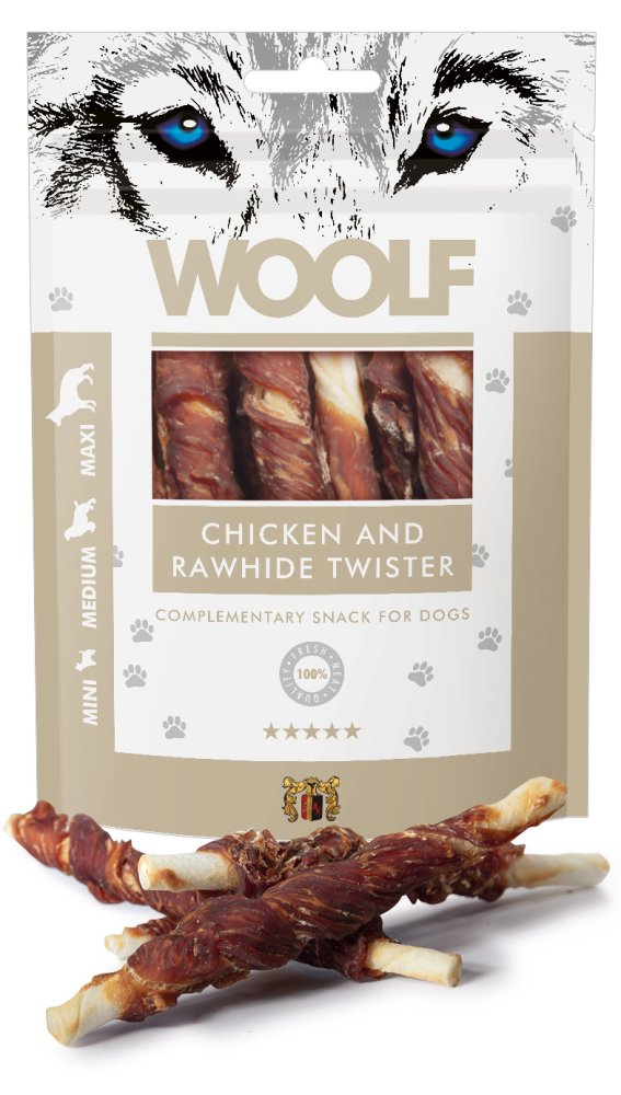 Woolf Chicken And Rawhide Twister – 100g 