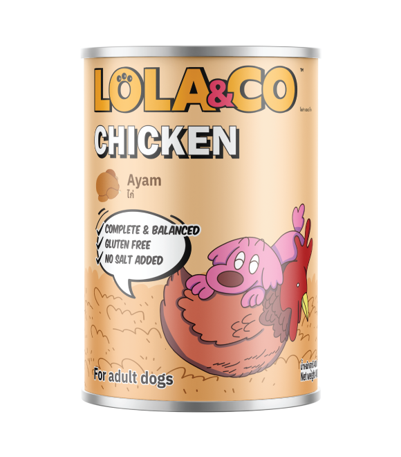 [8859601031324] LOLA & CO Chicken with Ayam For Dogs Can 400g (1  علبة)