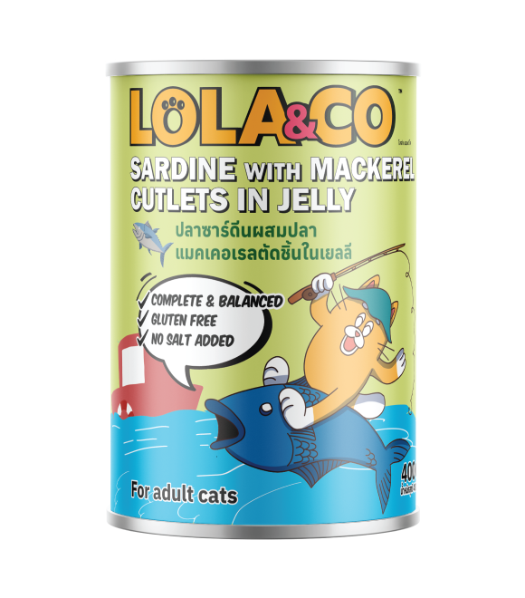 [8859601031300] LOLA & CO Sardine with Mackerel Cutlets in Jelly Cat Can 400g (1  علبة)
