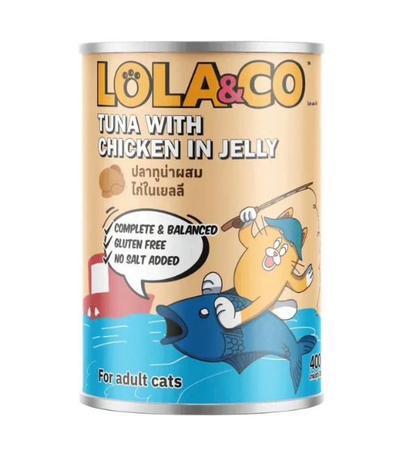 [8859601031287] LOLA & CO Tuna with Chicken in Jelly Cat Can 400g (1  علبة)