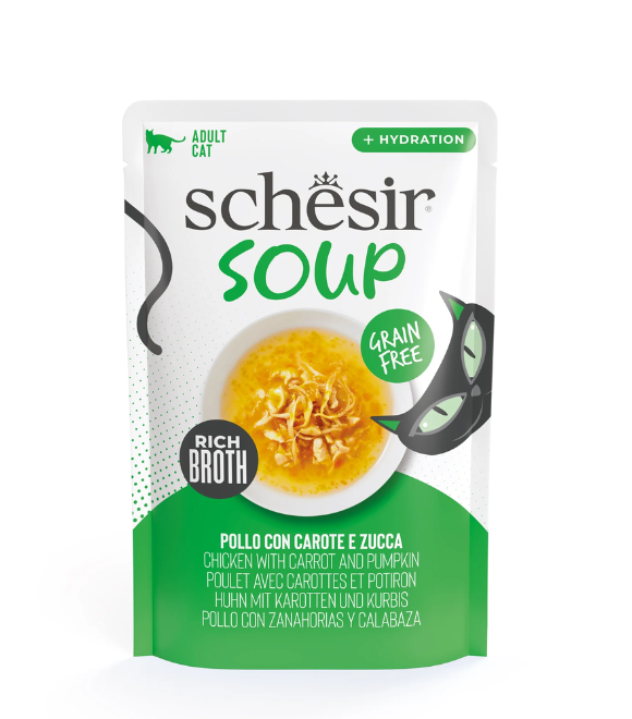 [8005852125408] Schesir Pouch in Soup Chicken with Carrot & Pumpkin 40g (1 Pouch)