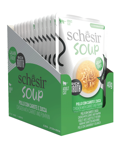 [8005852954091] Schesir Pouch in Soup Chicken with Carrot and Pumpkin 40g (12  عبوة)