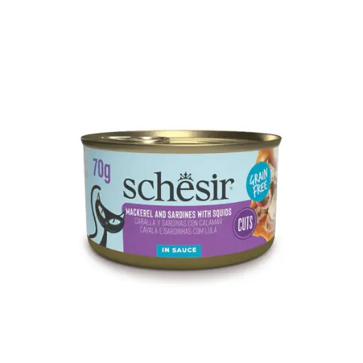 [8005852111302] Schesir Can For Cat Sardine and Mackerel Fillets with Squids in Sauce 70g (1 Can)
