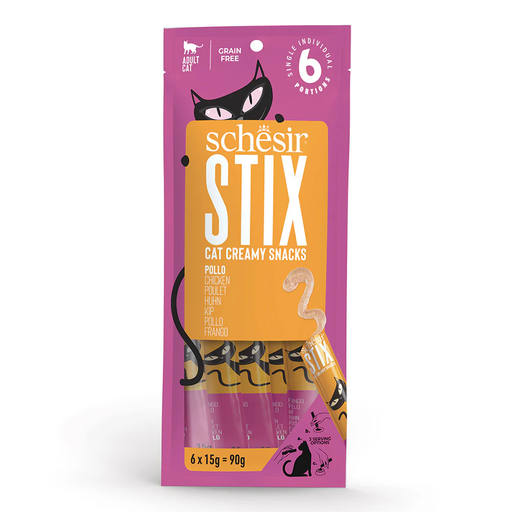 [8005852231147] Schesir Stix Cat Creamy Snacks with Chicken 6 X 15g (1 Bag)