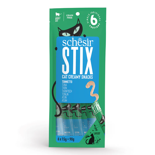 Schesir Stix Cat Creamy Snacks with Tuna 6 X 15g (6 Bags)