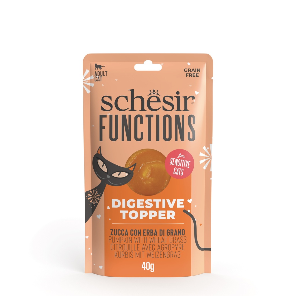 [8005852230140] Schesir Pouch Functions Digestive Topper Pumpkin with Wheat Grass 40g (1 Pouch)